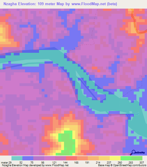 Nzagha,Gabon Elevation Map