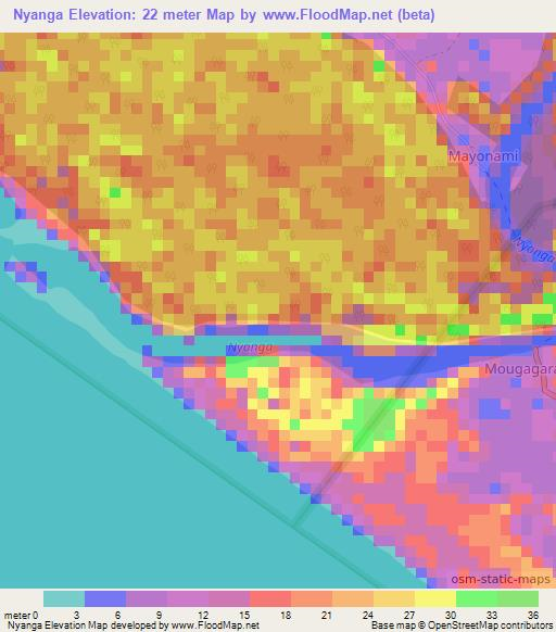 Nyanga,Gabon Elevation Map