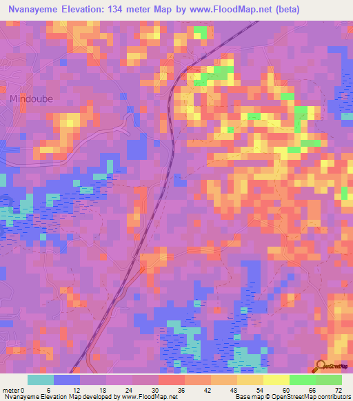 Nvanayeme,Gabon Elevation Map