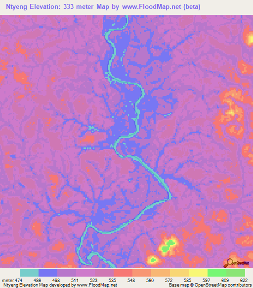 Ntyeng,Gabon Elevation Map