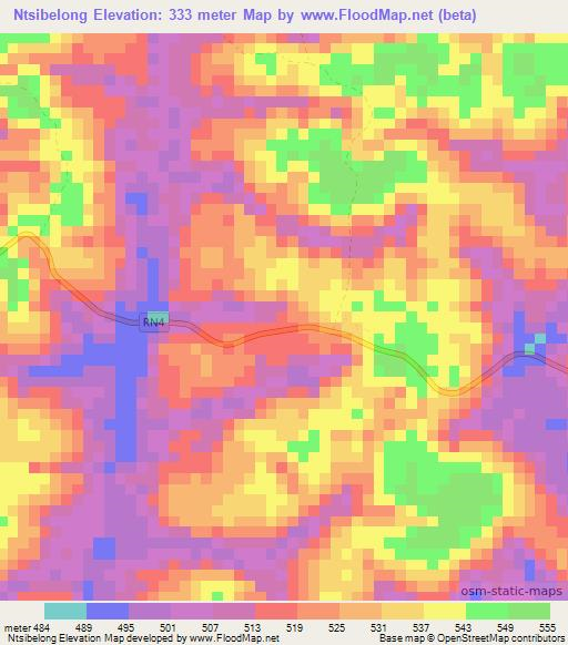 Ntsibelong,Gabon Elevation Map