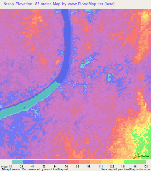 Ntsap,Gabon Elevation Map