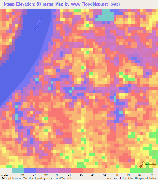 Ntsap,Gabon Elevation Map