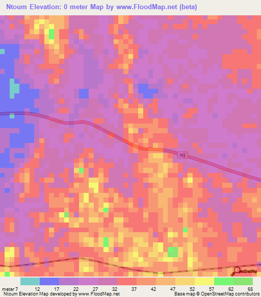 Ntoum,Gabon Elevation Map