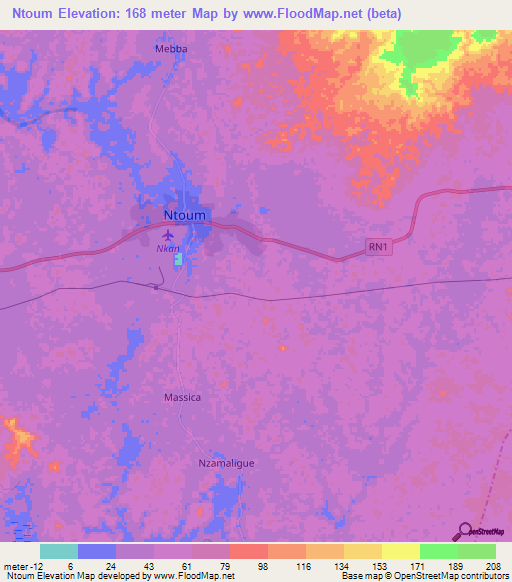 Ntoum,Gabon Elevation Map