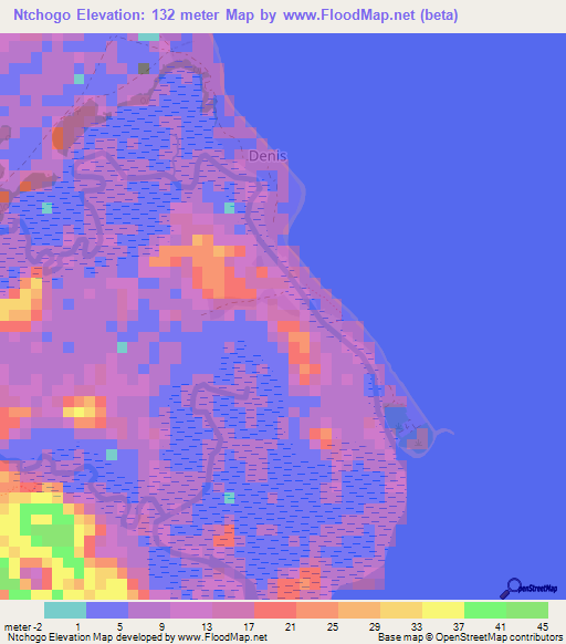 Ntchogo,Gabon Elevation Map