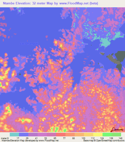 Ntambe,Gabon Elevation Map