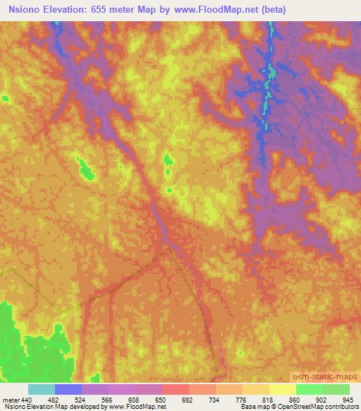 Nsiono,Gabon Elevation Map
