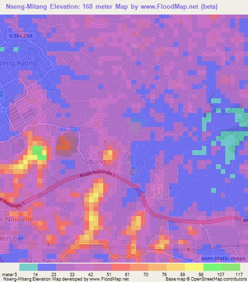 Nseng-Mitang,Gabon Elevation Map