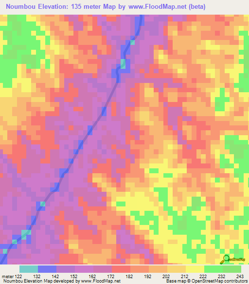 Noumbou,Gabon Elevation Map