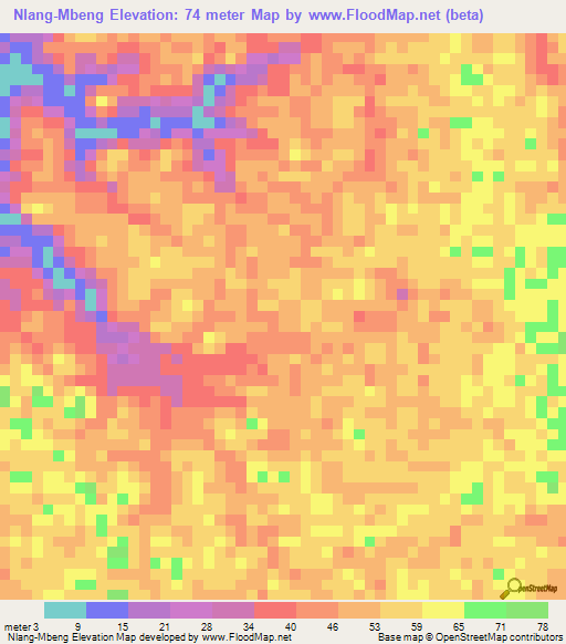 Nlang-Mbeng,Gabon Elevation Map