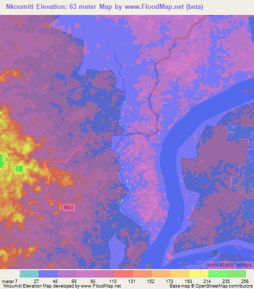 Nkoumiti,Gabon Elevation Map