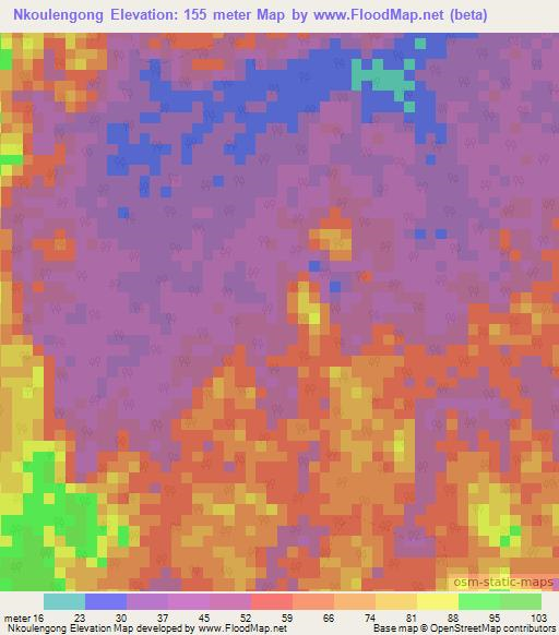 Nkoulengong,Gabon Elevation Map