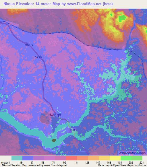 Nkoua,Gabon Elevation Map