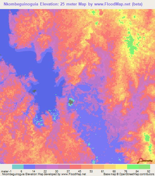 Nkombeguinoguia,Gabon Elevation Map