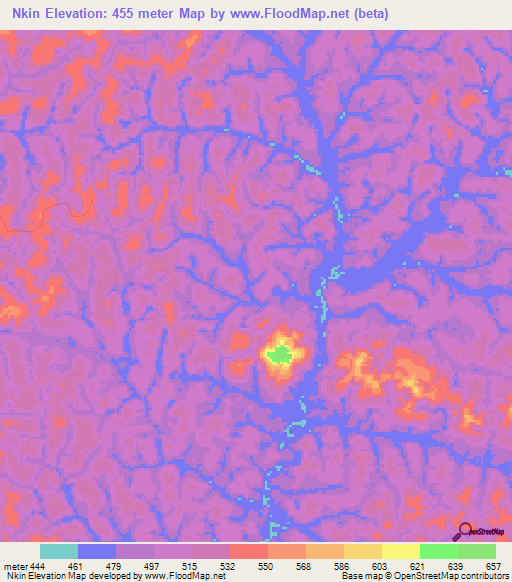 Nkin,Gabon Elevation Map