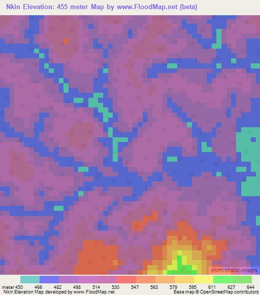 Nkin,Gabon Elevation Map