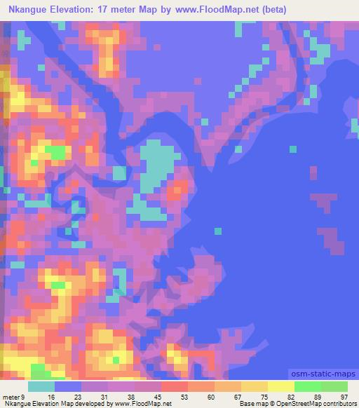 Nkangue,Gabon Elevation Map