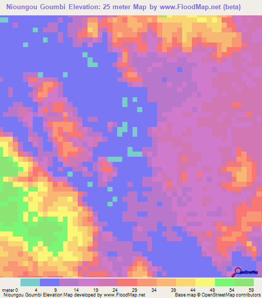 Nioungou Goumbi,Gabon Elevation Map