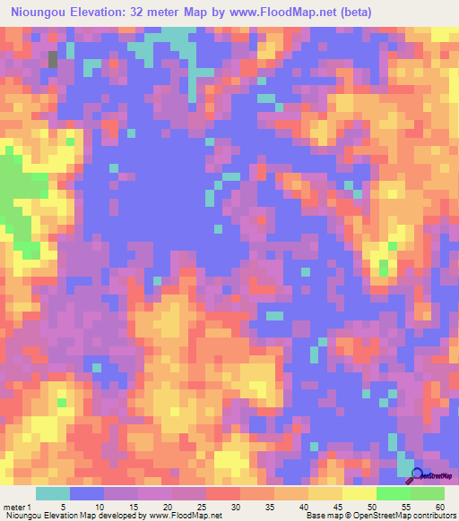Nioungou,Gabon Elevation Map