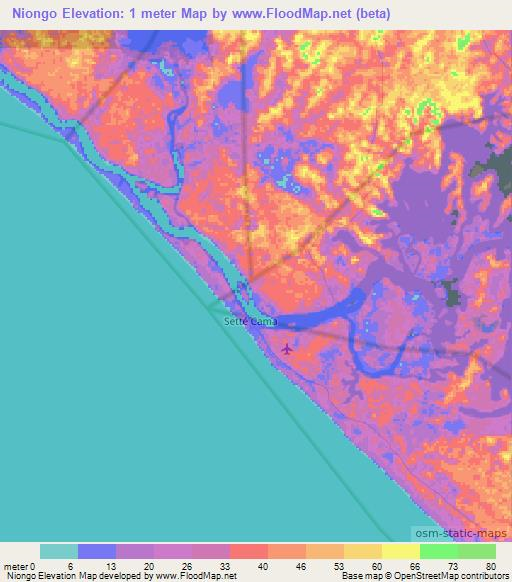 Niongo,Gabon Elevation Map