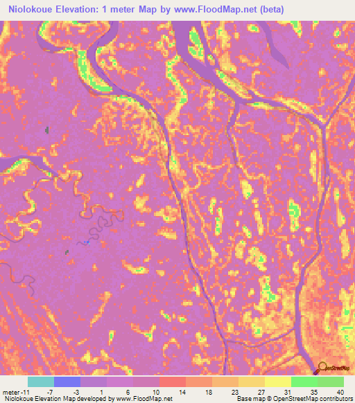 Niolokoue,Gabon Elevation Map