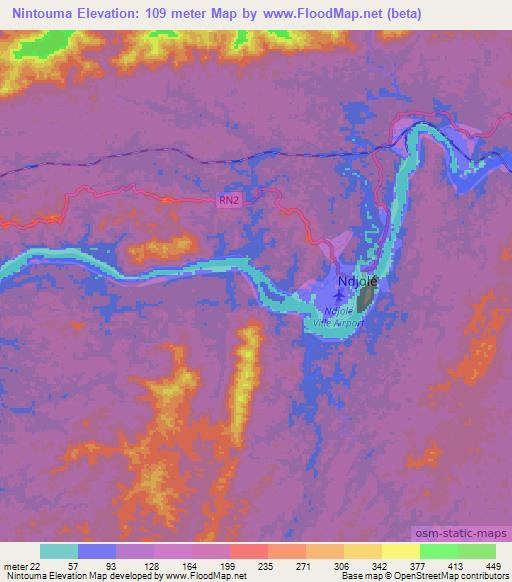 Nintouma,Gabon Elevation Map