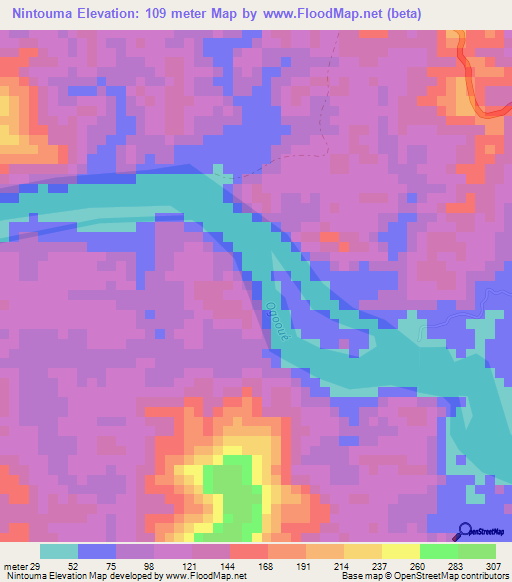 Nintouma,Gabon Elevation Map