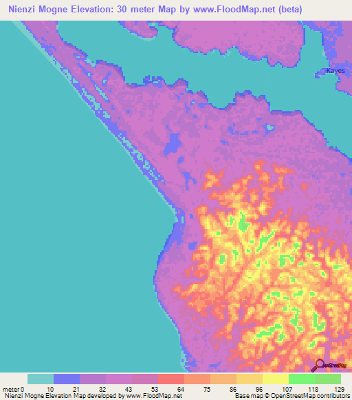 Nienzi Mogne,Gabon Elevation Map
