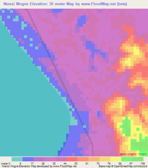 Nienzi Mogne,Gabon Elevation Map