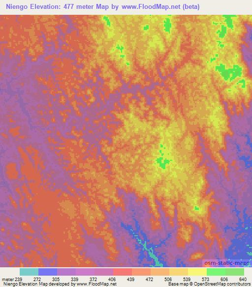 Niengo,Gabon Elevation Map