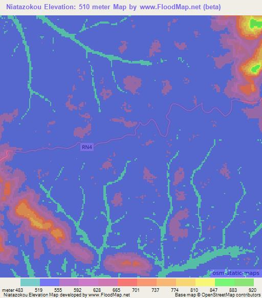 Niatazokou,Gabon Elevation Map