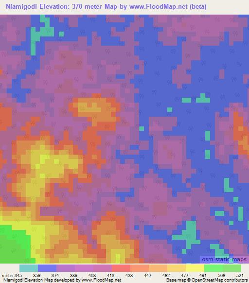 Niamigodi,Gabon Elevation Map