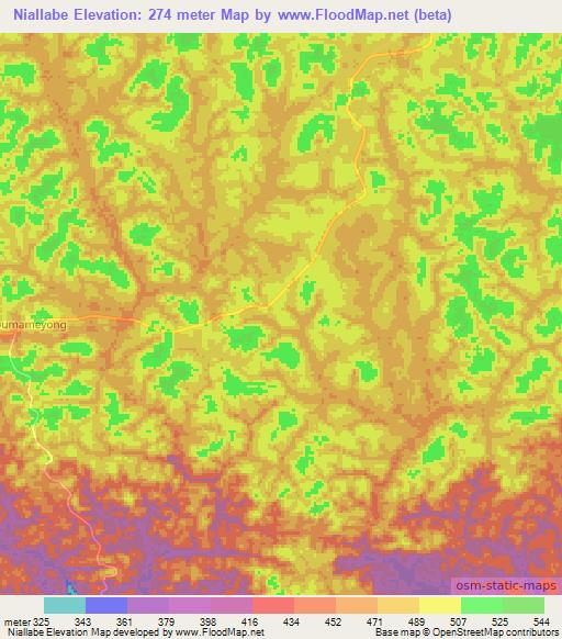 Niallabe,Gabon Elevation Map