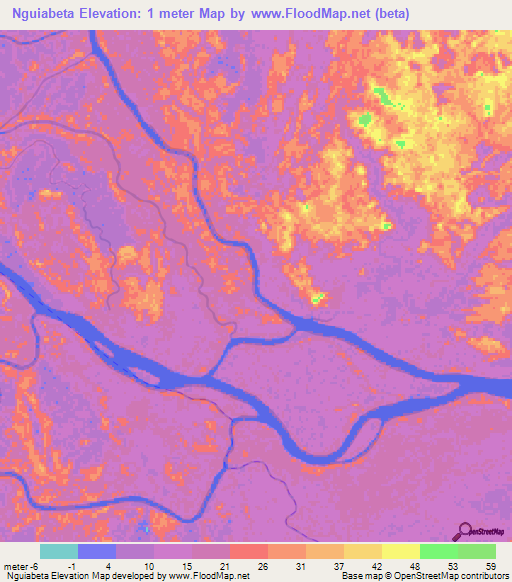 Nguiabeta,Gabon Elevation Map
