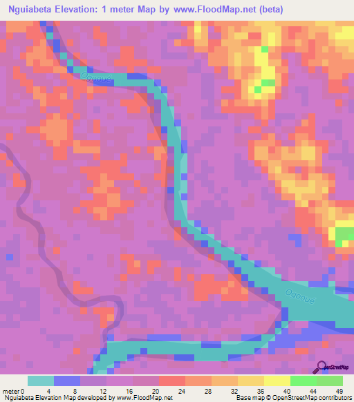 Nguiabeta,Gabon Elevation Map