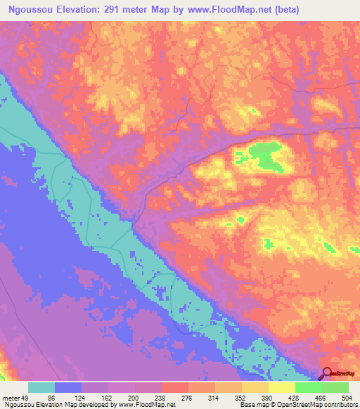 Ngoussou,Gabon Elevation Map