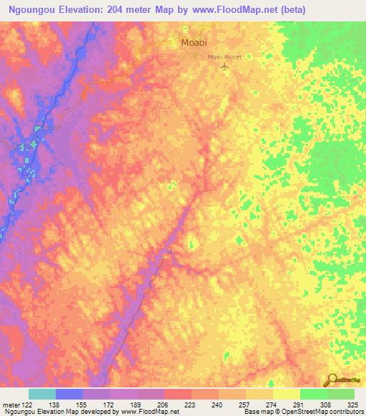 Ngoungou,Gabon Elevation Map
