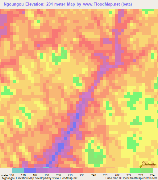 Ngoungou,Gabon Elevation Map