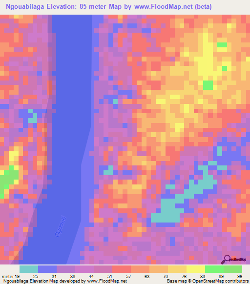 Ngouabilaga,Gabon Elevation Map