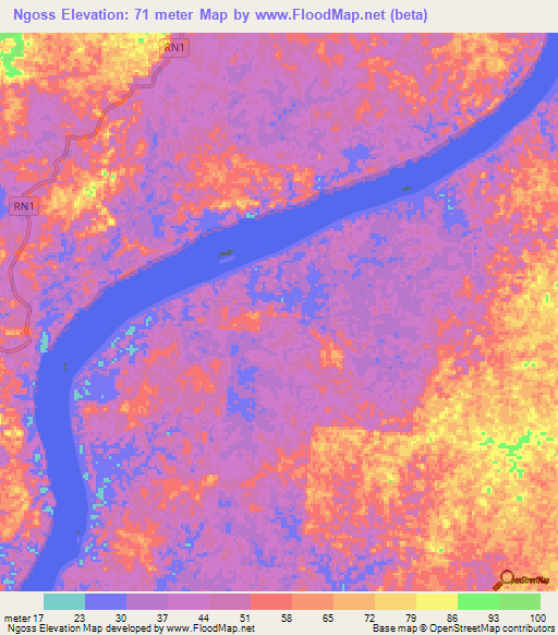 Ngoss,Gabon Elevation Map