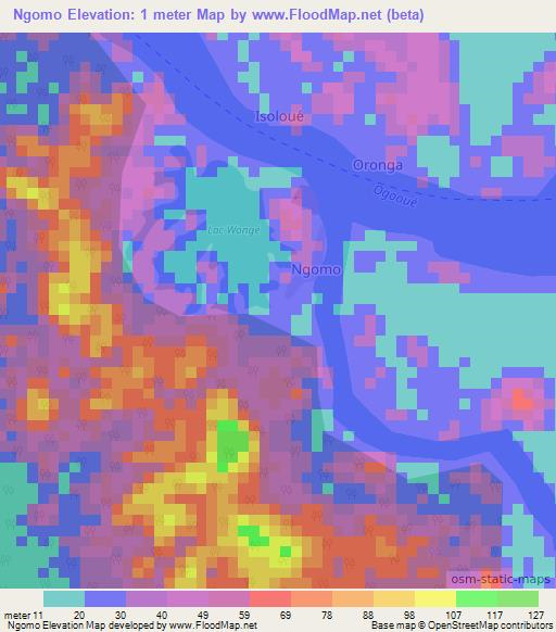 Ngomo,Gabon Elevation Map
