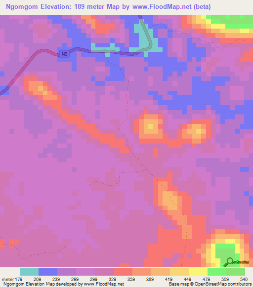 Ngomgom,Gabon Elevation Map