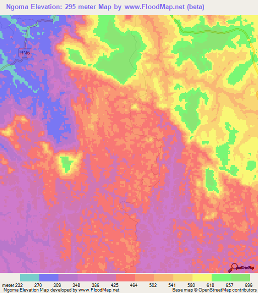 Ngoma,Gabon Elevation Map