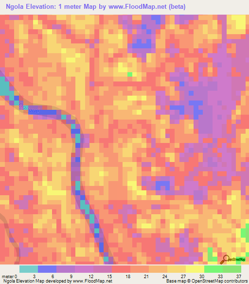 Ngola,Gabon Elevation Map