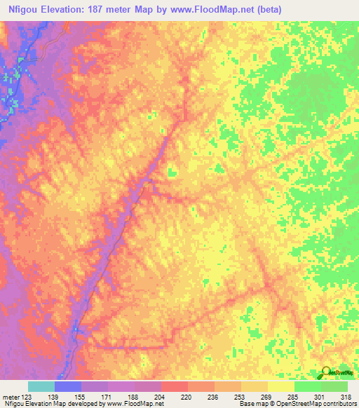 Nfigou,Gabon Elevation Map
