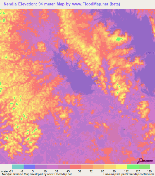Nendja,Gabon Elevation Map