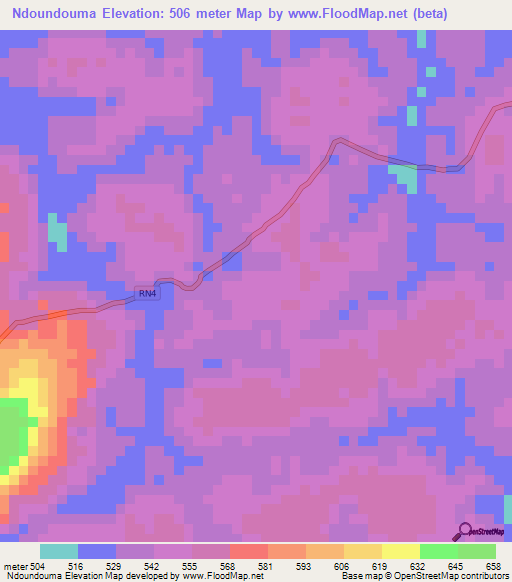 Ndoundouma,Gabon Elevation Map