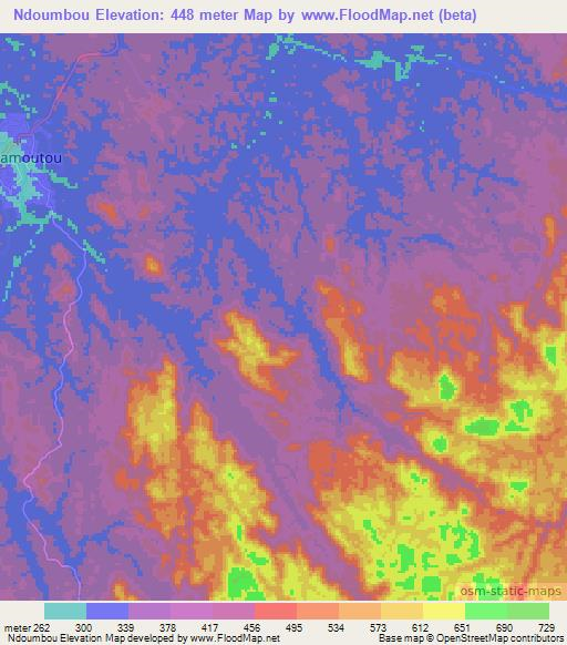 Ndoumbou,Gabon Elevation Map