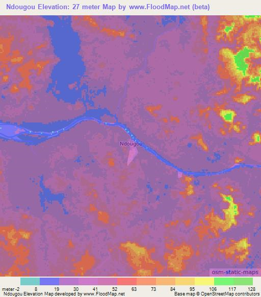 Ndougou,Gabon Elevation Map